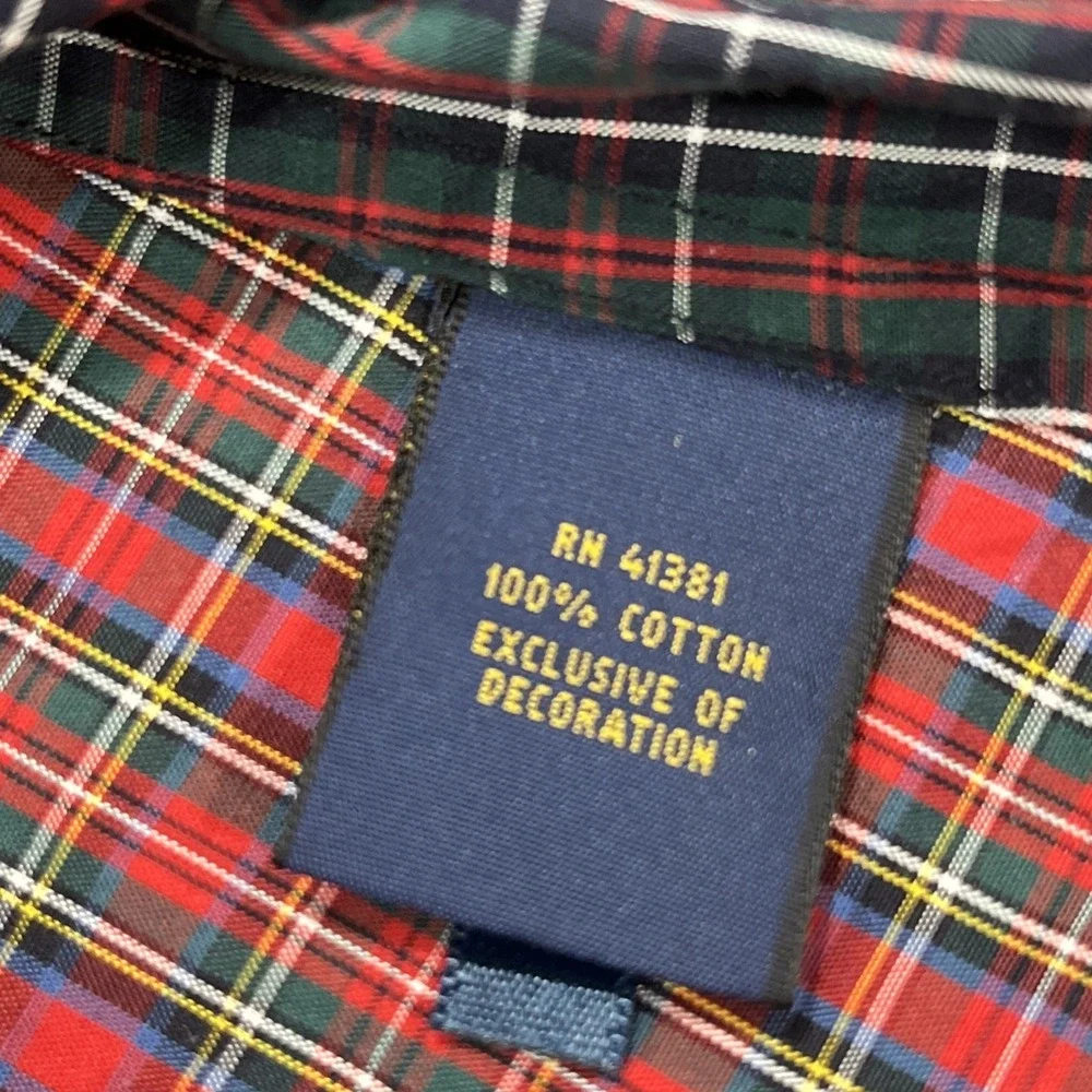 Mens Ralph lauren Polo Festive Long sleeve dress shirt M custom fit checks Red